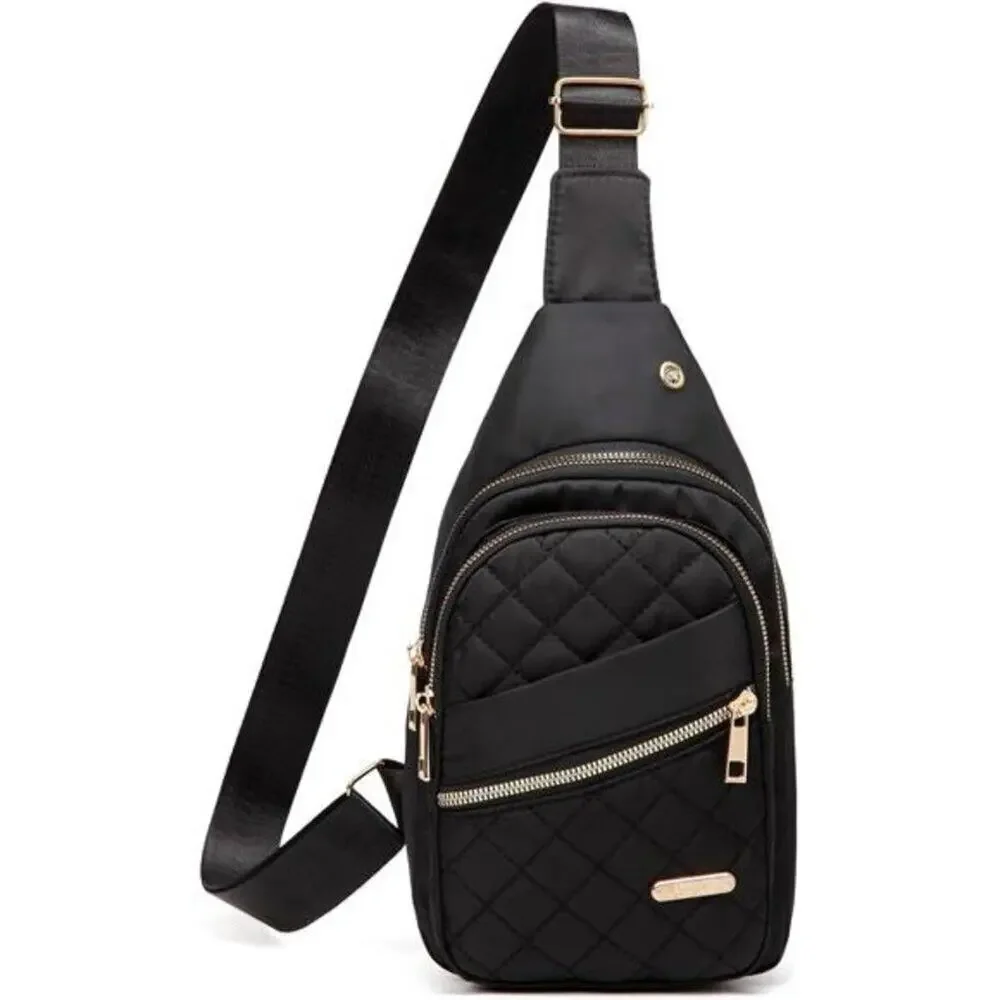 Small Sling Black Backpack Chest Bag Daypack Crossbody for Travel Sport